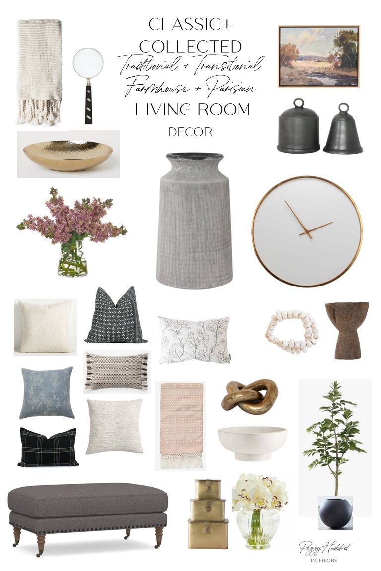 Classic and Collected, Traditional + Transitional + Parisian Formal Living Room Decor and Styling
