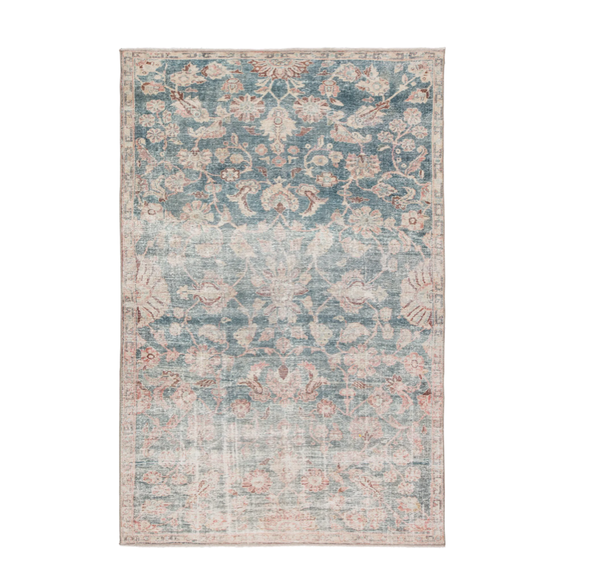 Vintage Inspired teal blush rust rug
