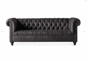 Grey Tufted Contemporary Leather Sofa