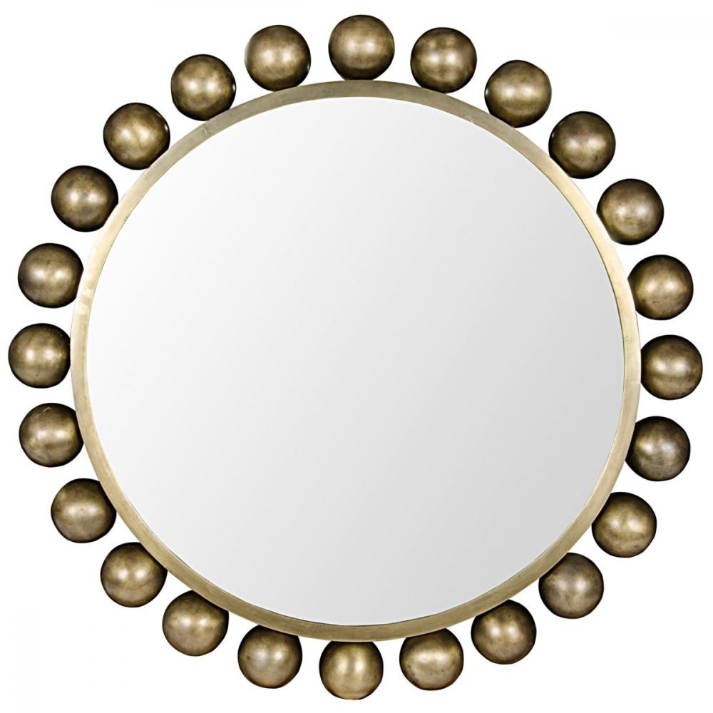 Bold brass mirror round with balls by Noir