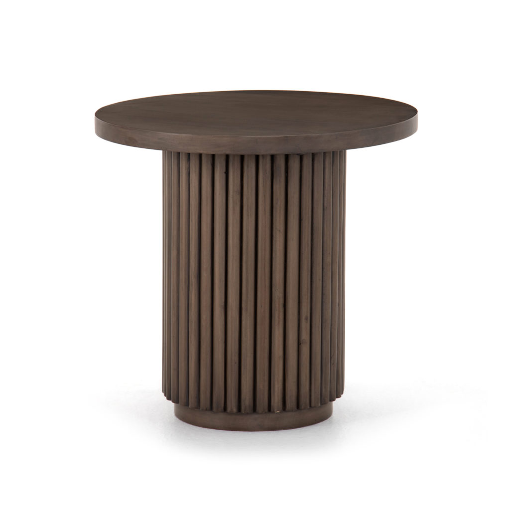 Fluted Side Table Brown Wood Four Hands
