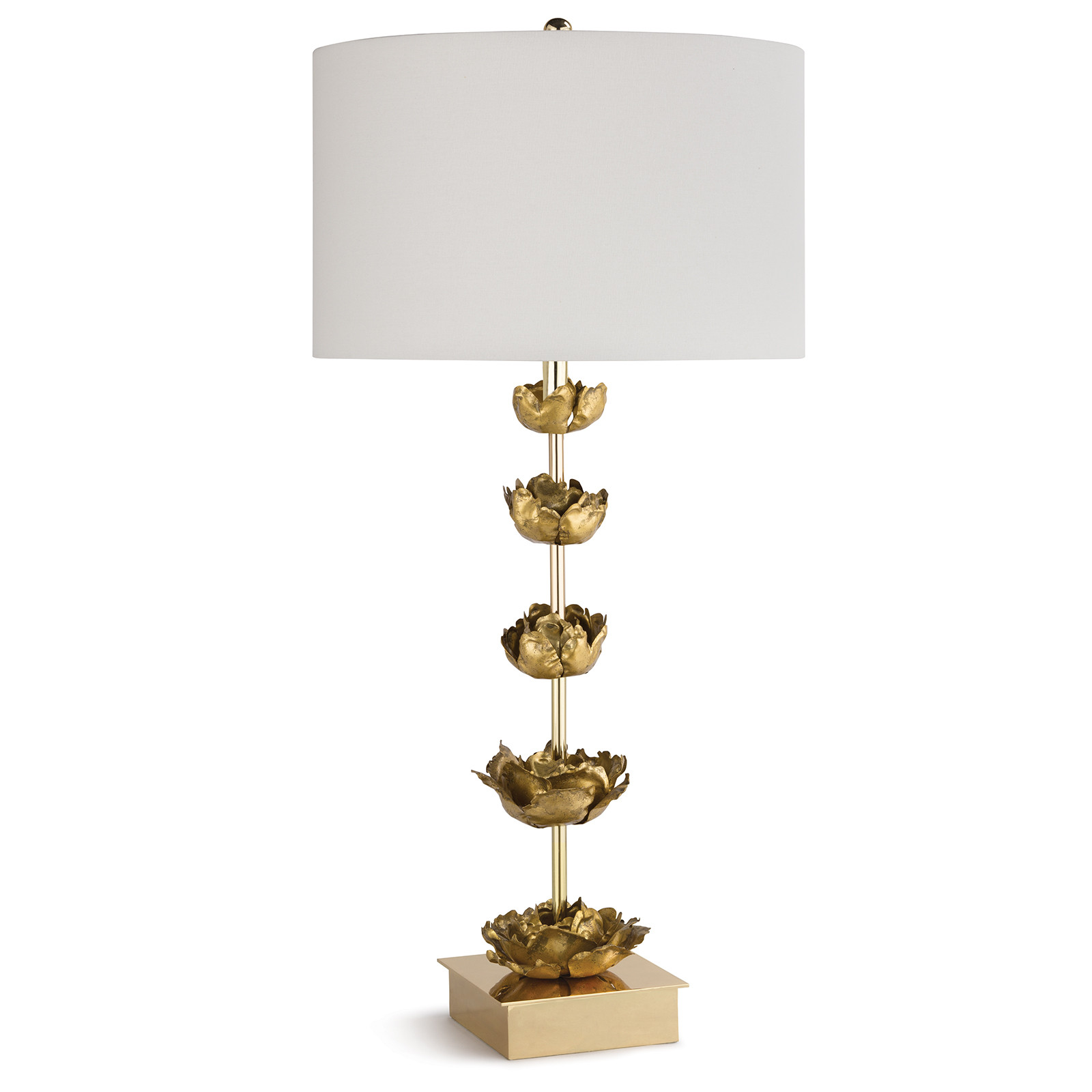 Glam Table Lamp metal flower lamp gold leaf, gold blossoms table lamp