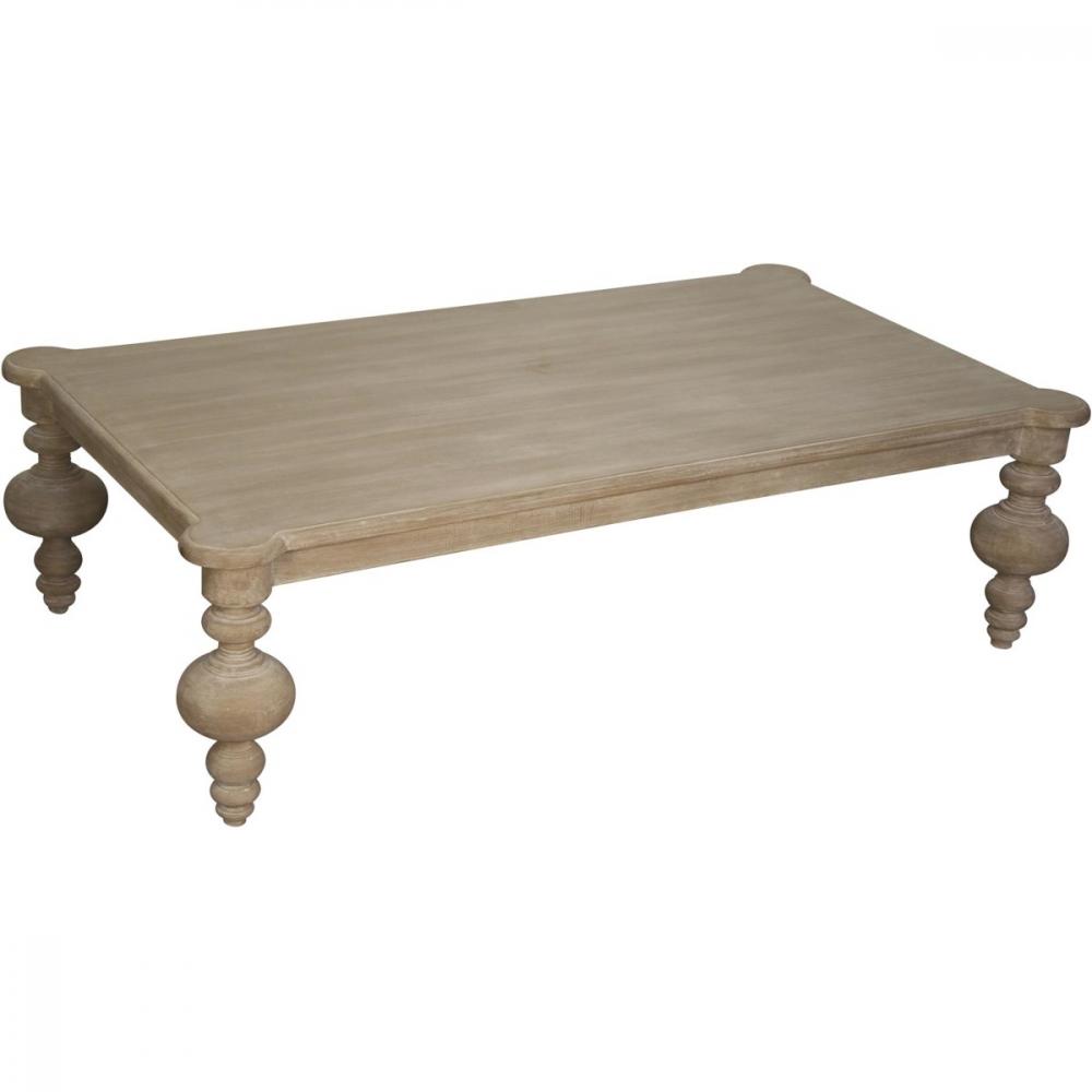 Turned leg coffee table weathered mahogany wood rectangular top
