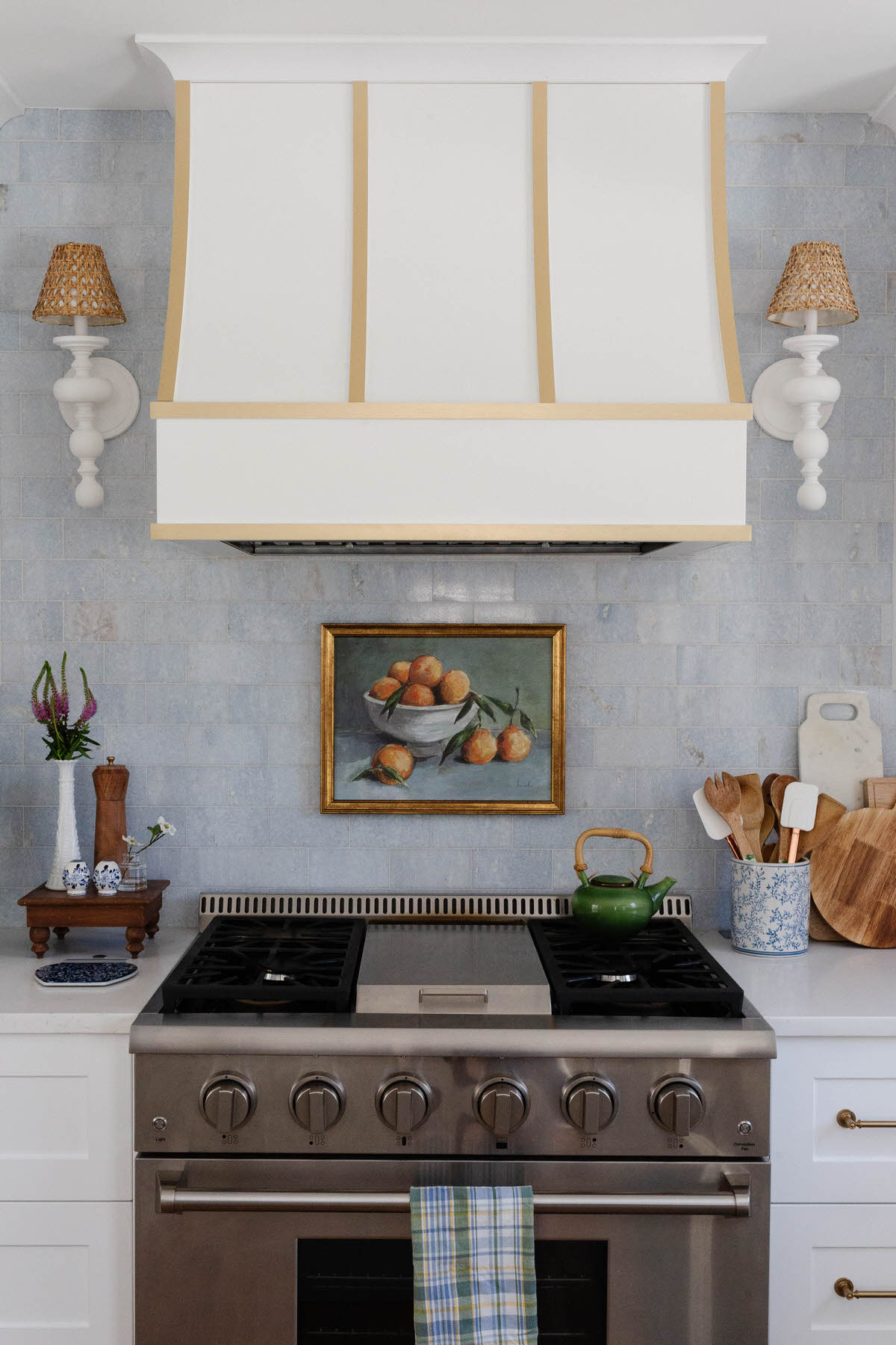 Grandmillennial-Traditional-European-Classic-Home-Blue Kitchen Designed-by-Peggy-Haddad-Interiors-
