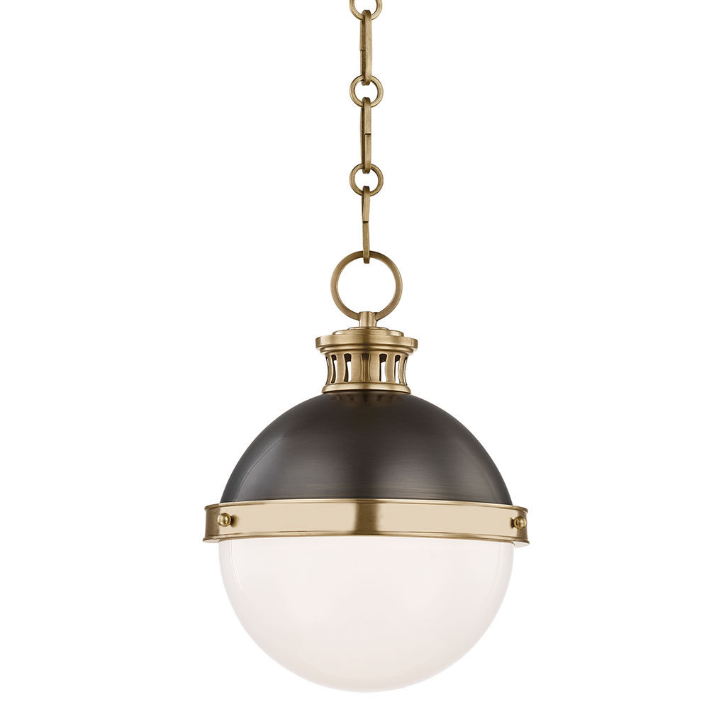Transitional traditional glam kitchen dining latham 1-light small pendant aged antique distressed bronze body opal shiny shade