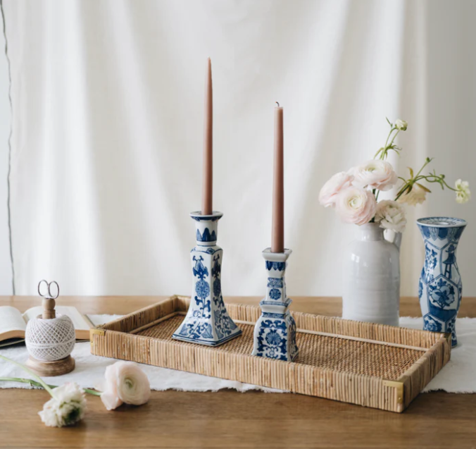 Blue and White Candlesticks by Stoffer Home