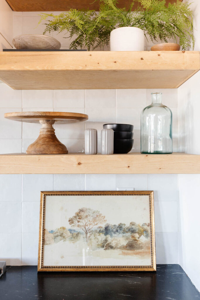 Modern Farmhouse Kitchen Styling Shelves