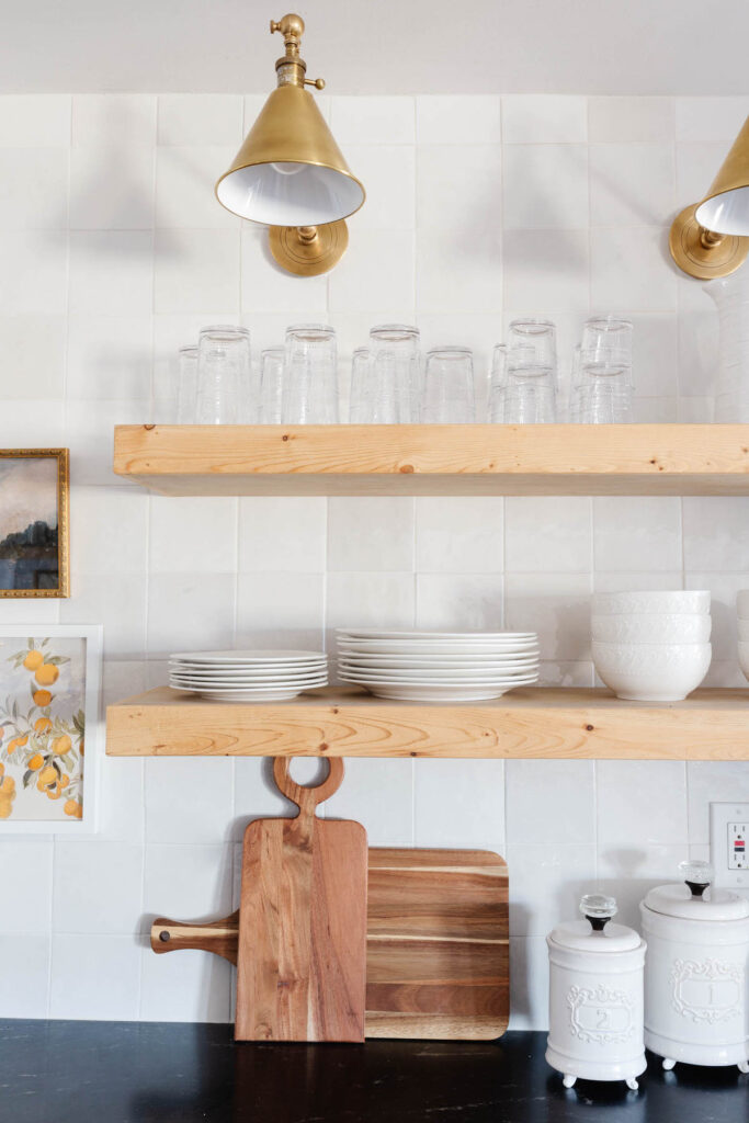 Modern Farmhouse Kitchen Styling Shelves