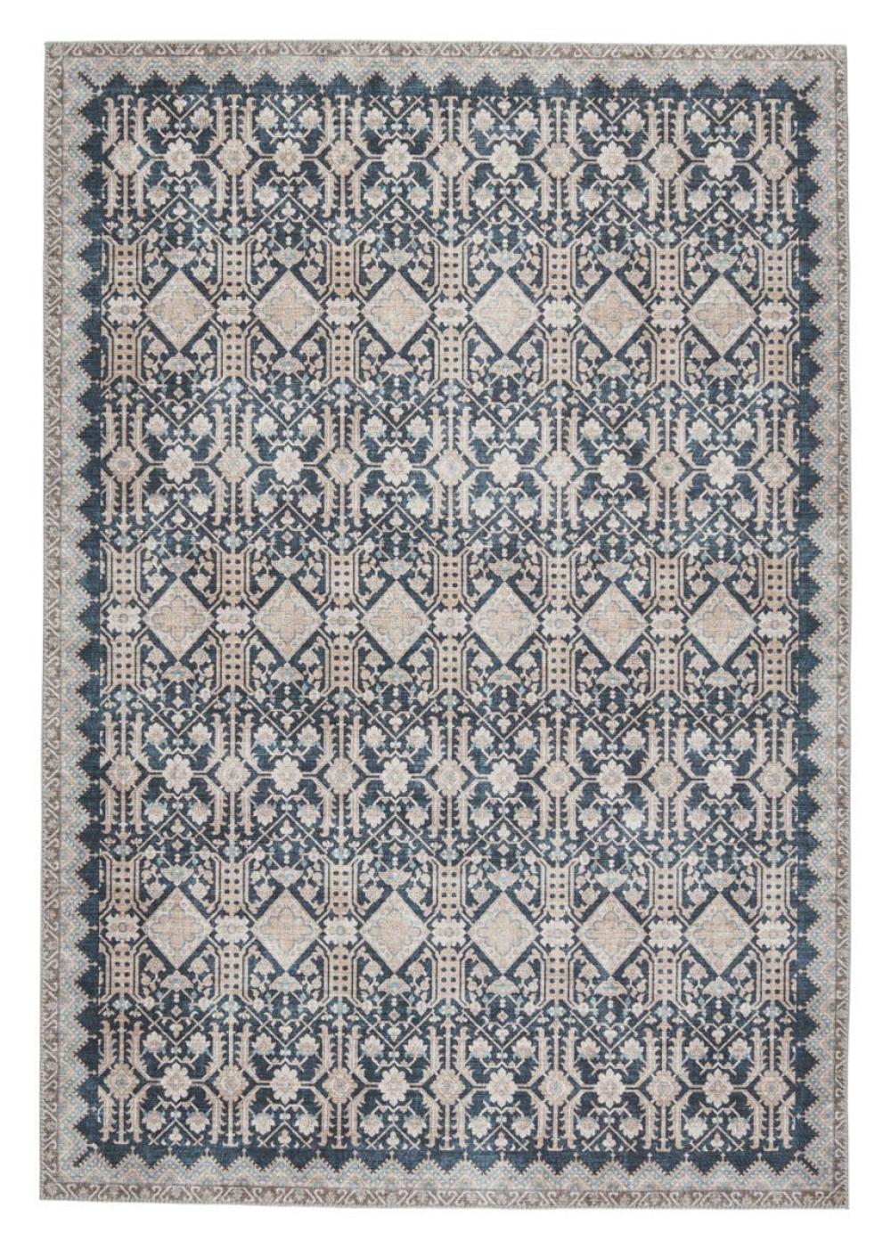 Aged charm meets contemporary chic in this blue trellis-patterned rug, perfect for elevating your space.