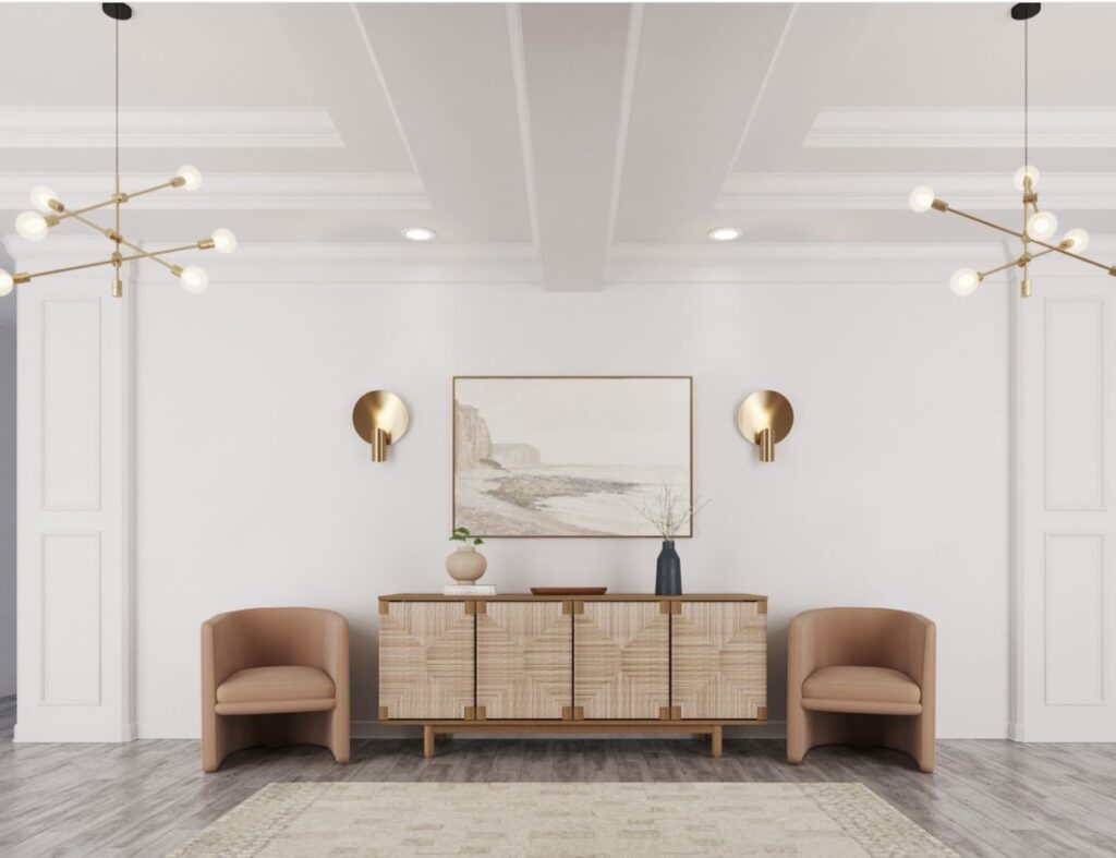 Industrial + Mid Century Modern VS. Boho + Scandinavian // Office Lobby