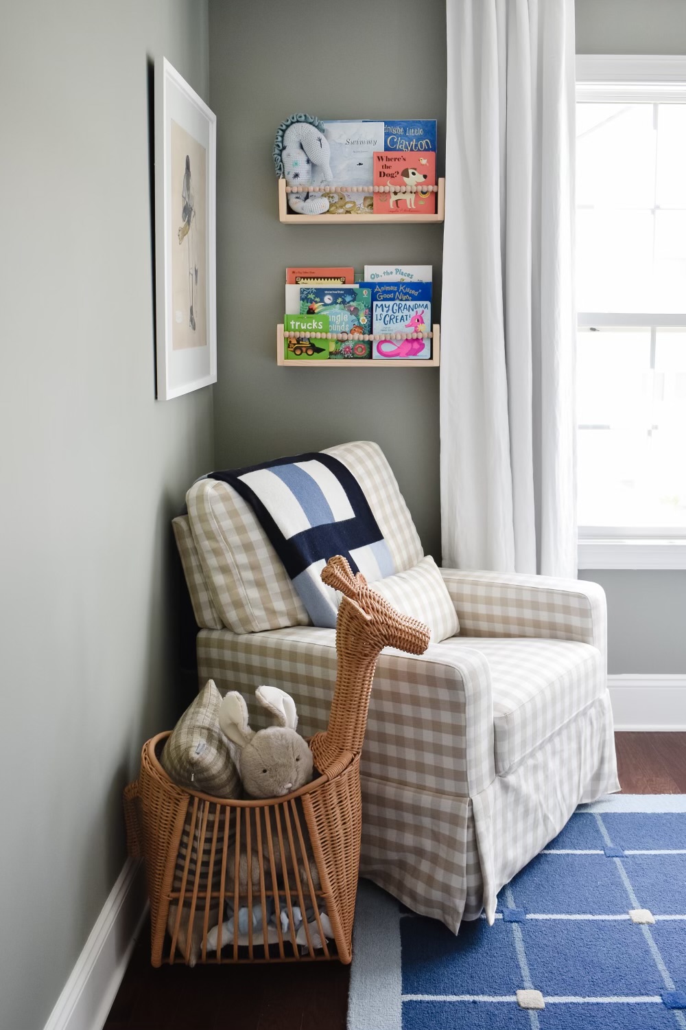 Pigeon by Farrow and Ball, Modern Coastal Boys Nursery by Peggy Haddad Interiors, Coastal Paint Color for a Boys Nursery