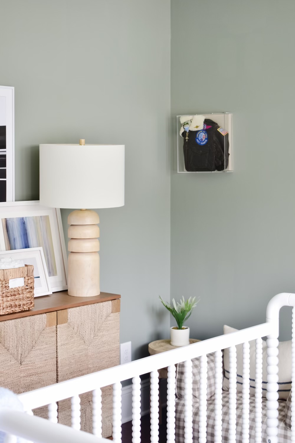 Modern Coastal Boys Nursery by Peggy Haddad Interiors, Coastal Paint Color for a Boys Nursery, Pigeon by Farrow and Ball