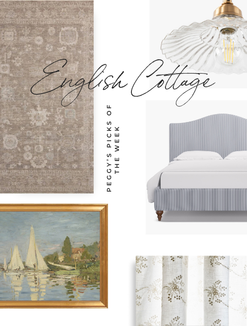 Discover the best English Cottage decor ideas with Peggy’s Picks of the Week! Explore vintage-inspired furniture, cozy textiles, and timeless decor to create a warm, collected-over-time home. Shop now for charming cottage-style inspiration!