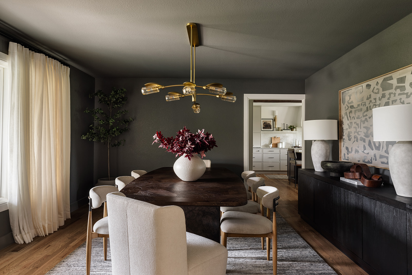 Looking to blend rustic warmth with contemporary elegance in your dining room? Discover how to mix organic textures, modern furniture, and moody sophistication for a timeless look. See our Rustic Contemporary Dining Room reveal, get expert styling tips, and shop the look! Save this for your next home project!