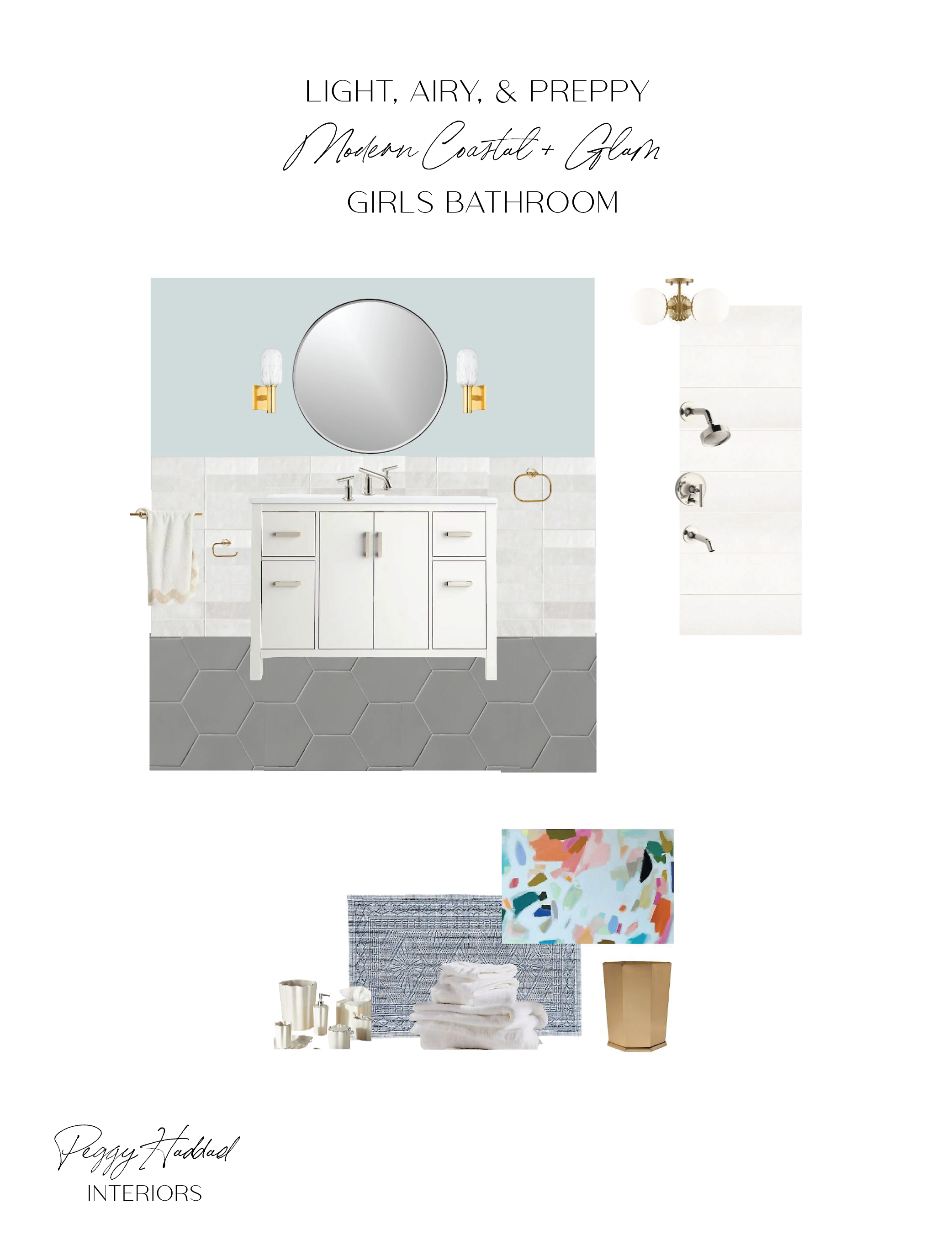If you're gathering modern coastal girls bathroom ideas, this light-and-airy space has all the inspiration you need to bring that fresh, seaside-meets-chic vibe to life.