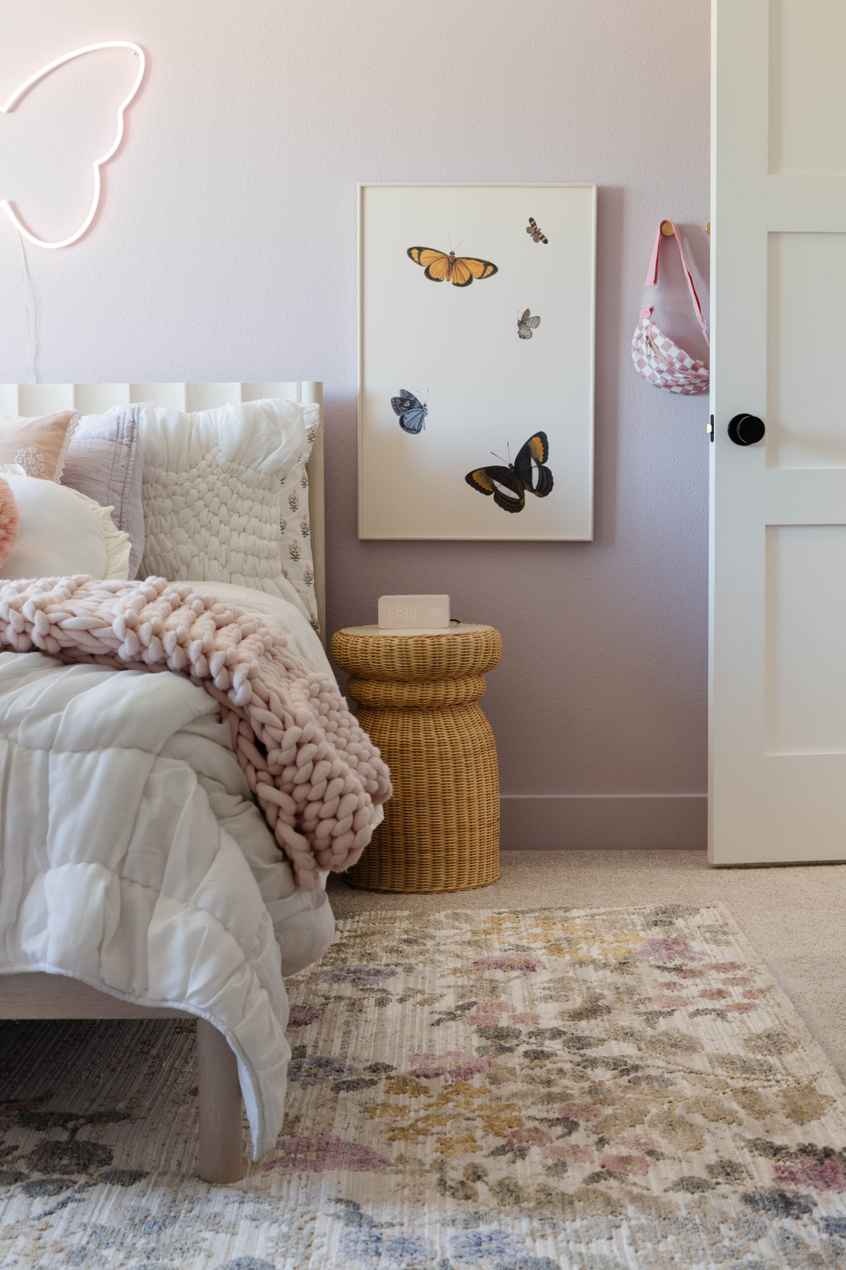 Pastel-Butterfly-Theme-Girls-Bedroom-with-Dusty-Purple-Walls-by-Denver-Interior-Designer-Peggy-Haddad